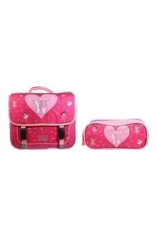 Cartable - Rose et trousse Phileas - Fuchsia