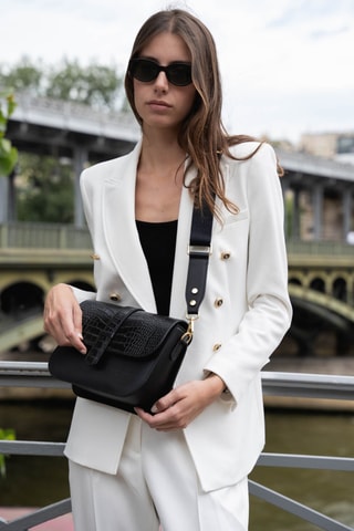 Sac bandoulière en cuir Monica - Noir