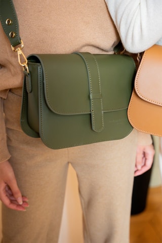 Sac bandoulière en cuir Monica - Vert et doré