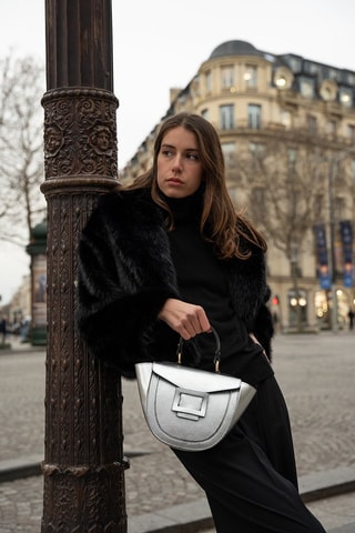 Sac à main en cuir Mini Votti - Argenté