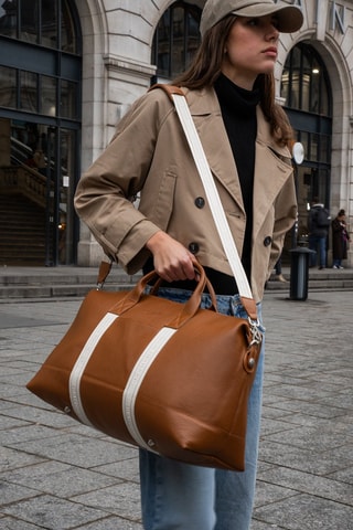 Sac de voyage en cuir Saul Mh - Marron