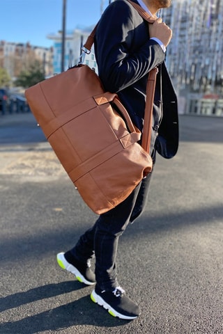 Sac bowling en cuir Saulu - Camel
