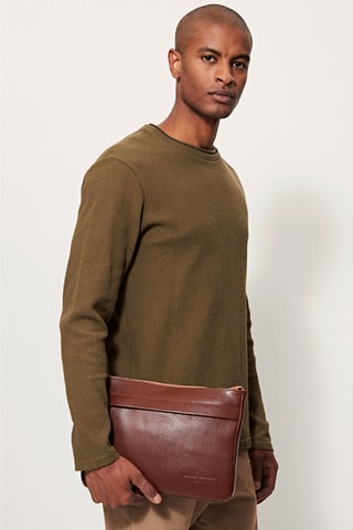 Pochette en cuir Hadi - Marron