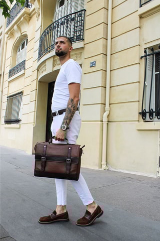 Porte-documents en cuir Paul - Marron