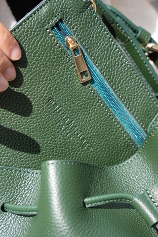 Sac seau en cuir Jila Graine - Vert