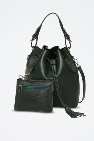 Sac seau en cuir Jila Graine - Vert