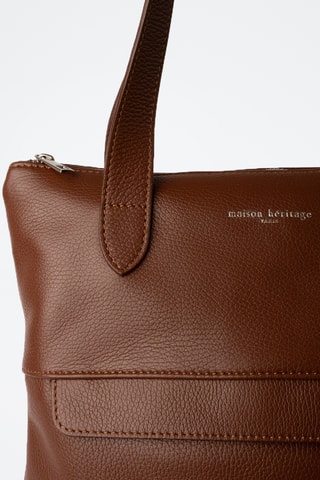 Tote bag en cuir Enzo - Marron