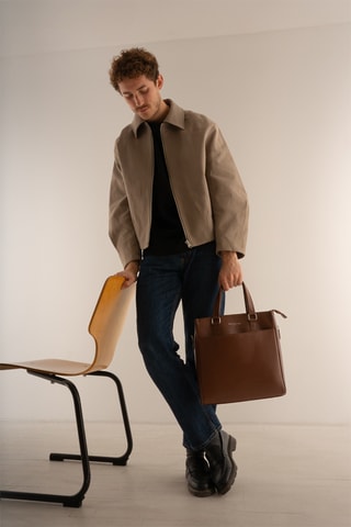 Tote bag en cuir Ethan - Marron