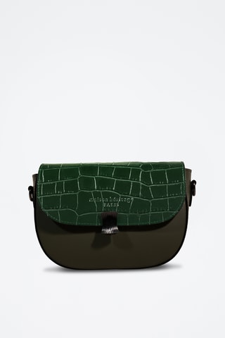Sac bandoulière en cuir Nelly Croco - Vert