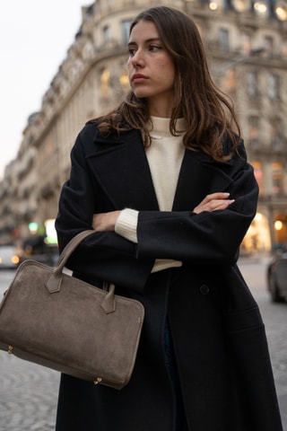 Sac à main en nubuck Chamb - Taupe