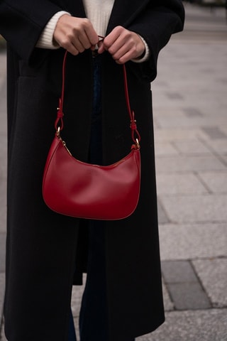 Sac porté épaule en cuir Brisac - Rouge foncé