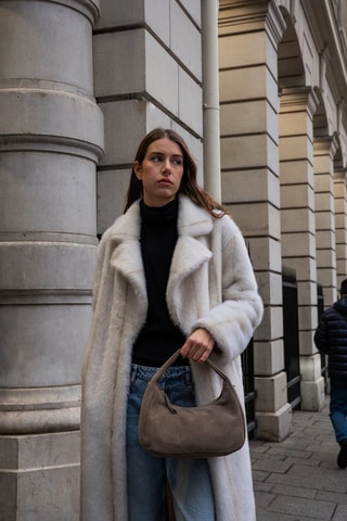 Sac à main en nubuck Gisor Suede - Taupe