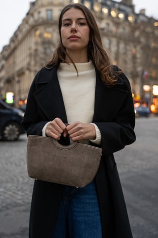 Sac à main en nubuck Saumur - Taupe