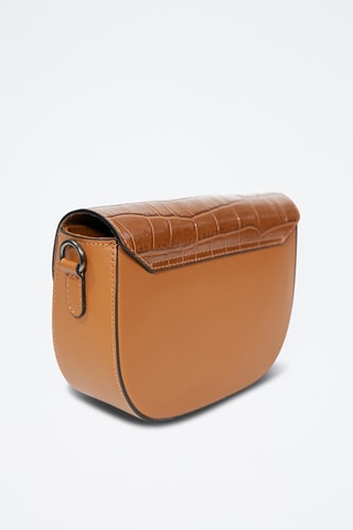 Sac bandoulière en cuir Nelly Croco  - Camel