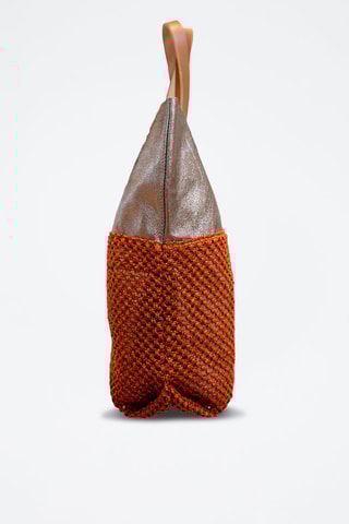 Cabas en cuir Alon - Marron, orange et doré