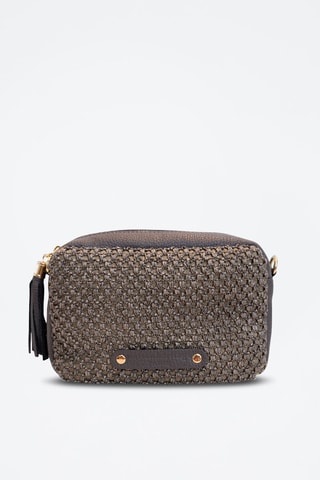 Sac bandoulière en cuir Gaby Paille - Gris foncé