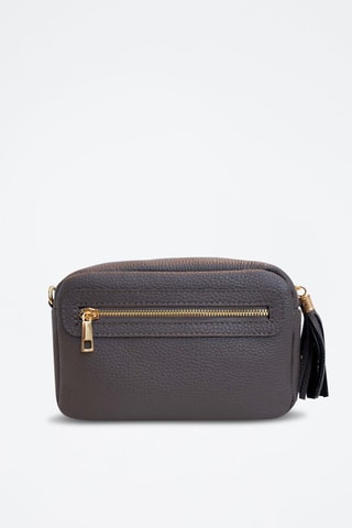Sac bandoulière en cuir Gaby Paille - Gris foncé