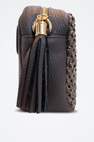 Sac bandoulière en cuir Gaby Paille - Gris foncé