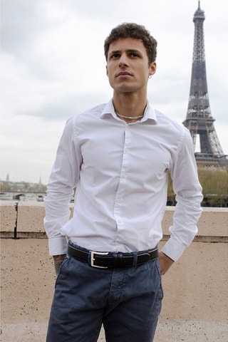 Ceinture en cuir Mario - 120 cm - Noir