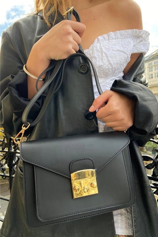 Sac bandoulière en cuir Vic - Noir