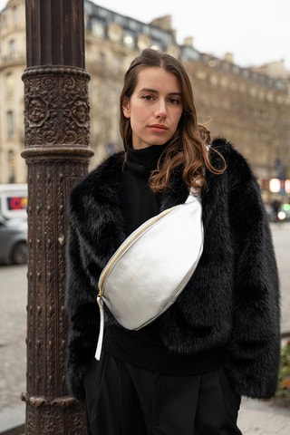 Sac banane en cuir Rachel - Argenté