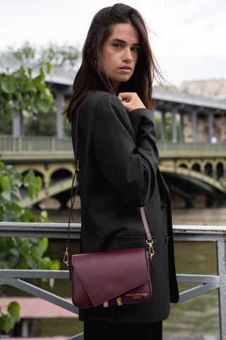 Sac bandoulière en cuir Aela Box - Bordeaux