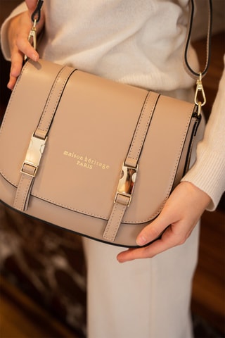 Sac bandoulière en cuir Tex - Taupe