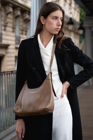 Sac bandoulière en cuir Ale - Taupe