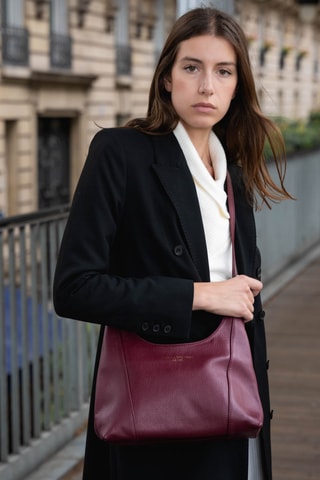 Sac bandoulière en cuir Ale - Bordeaux