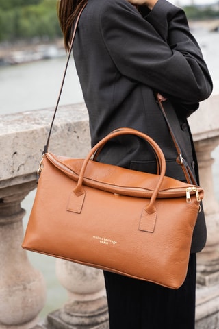 Sac porté épaule en cuir Karen - Camel