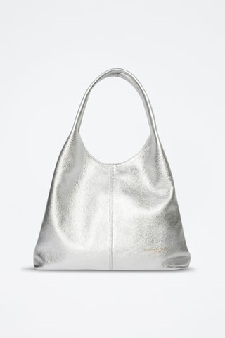 Sac porté épaule en cuir Tikki - Argenté