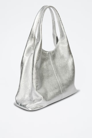 Sac porté épaule en cuir Tikki - Argenté