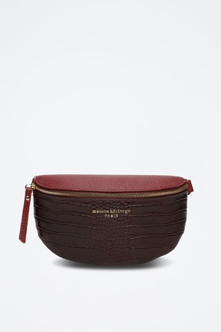 Sac banane en cuir Kimi Croco - Bordeaux