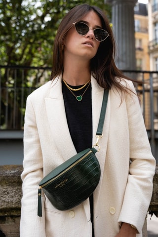Sac banane en cuir Kimi Croco - Vert