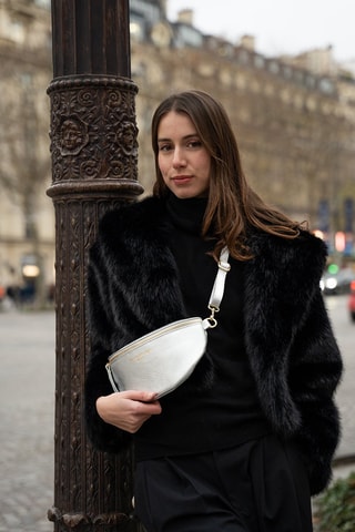 Sac banane en cuir Kimi - Argenté