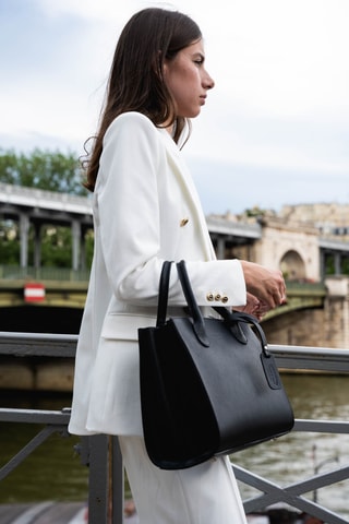 Sac à main en cuir Trip Graine - Noir