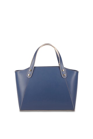 Sac à main en cuir Parl - Beige et bleu