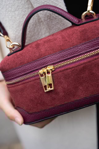 Sac bandoulière en nubuck Simos Suede - Bordeaux - Rouge