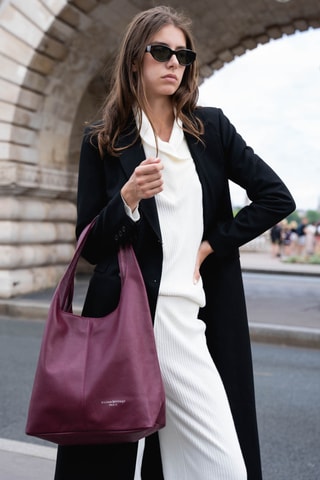 Sac porté épaule en cuir Rebe - Bordeaux