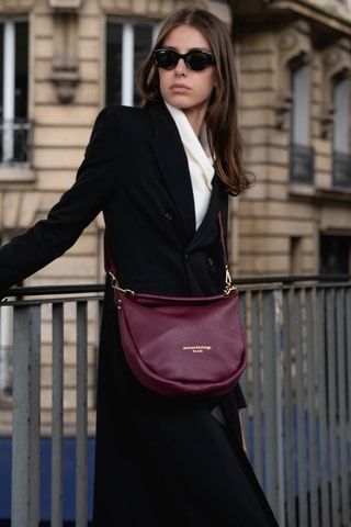 Sac porté épaule en cuir Ric - Bordeaux
