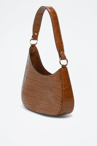 Sac porté épaule en cuir Aline Croco - Camel