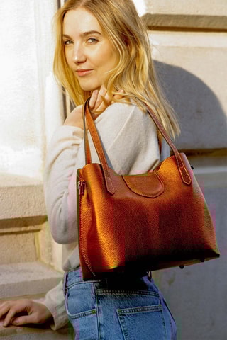 Sac porté épaule en cuir Rama - Marron