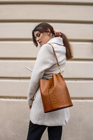 Sac seau en cuir Bruna - Camel