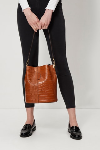 Sac seau en cuir Bruna - Camel