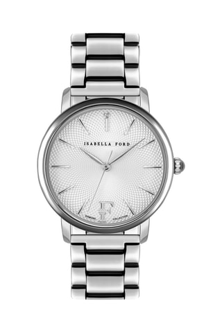 Stalen Quartz Horloge met Diamant en oorbellen Adore