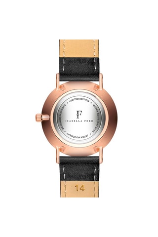 Leren Quartz Horloge met Diamant Anna