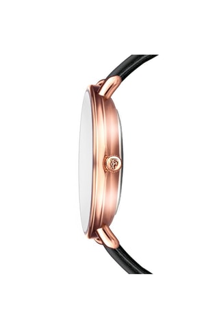 Leren Quartz Horloge met Diamant Anna