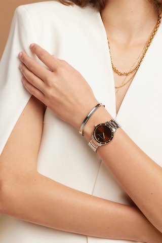 Stalen Quartz Horloge met Diamant Capucine