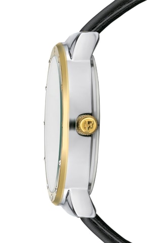 Leren en Diamanten Quartz Horloge Olympe