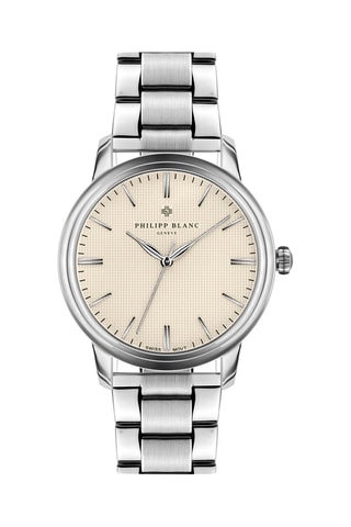 Stalen Quartz Horloge   Zilverkleurig en Ecru